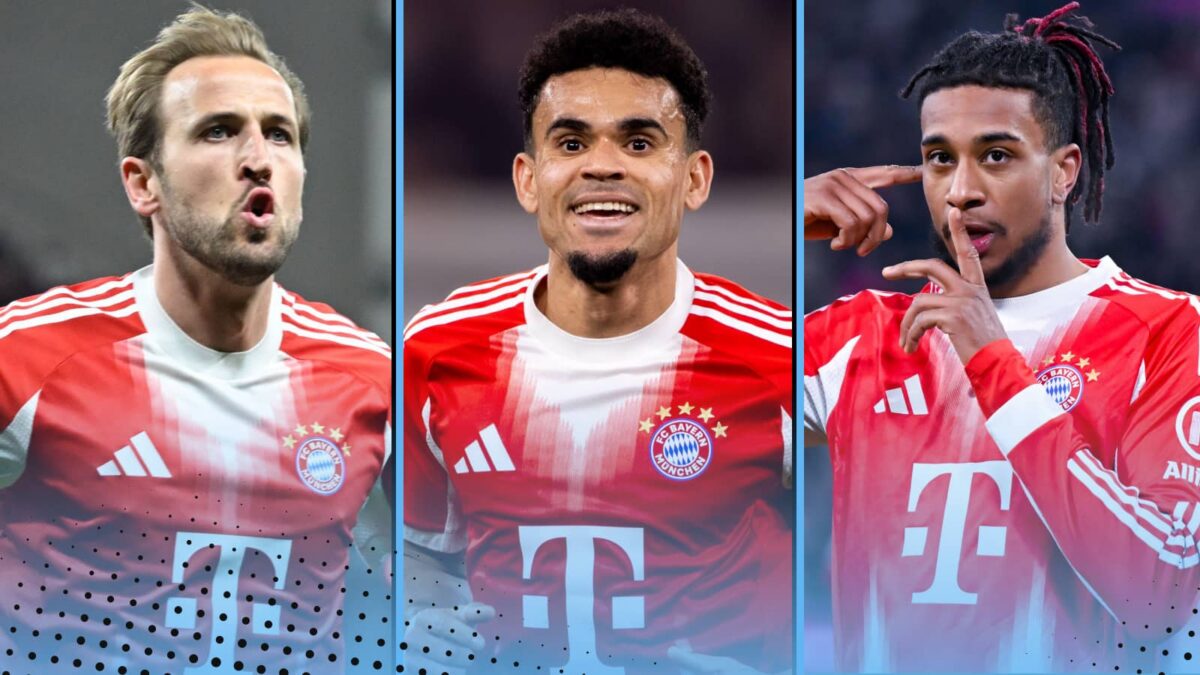 Los tríos atacantes más goleadores desde el año 2000 y la posición de Kane, Díaz y Olise del Bayern.
