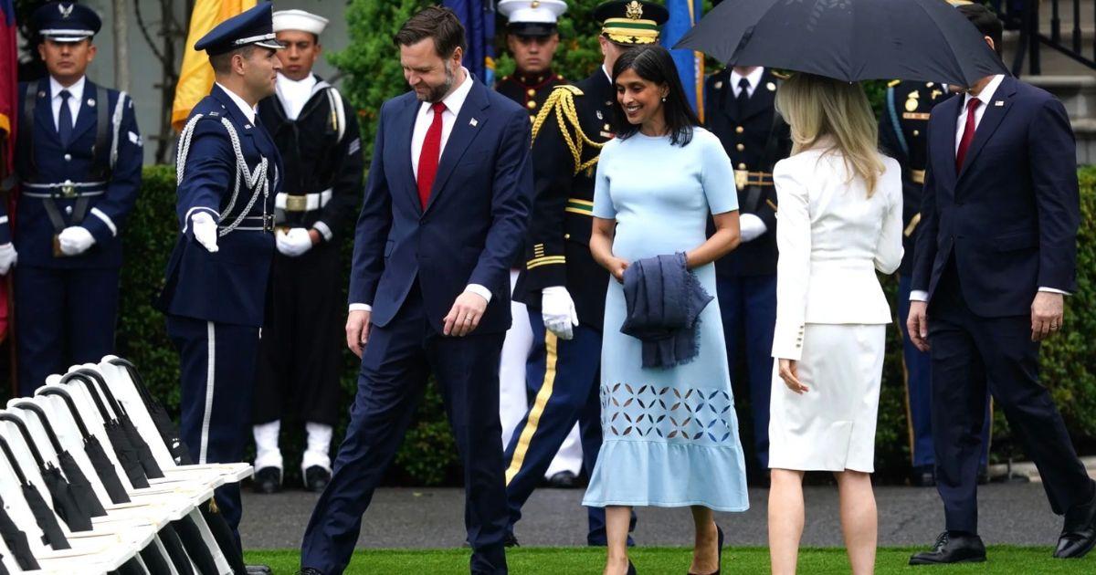 Usha Vance flaunts her baby bump at the White House amid JD Vance