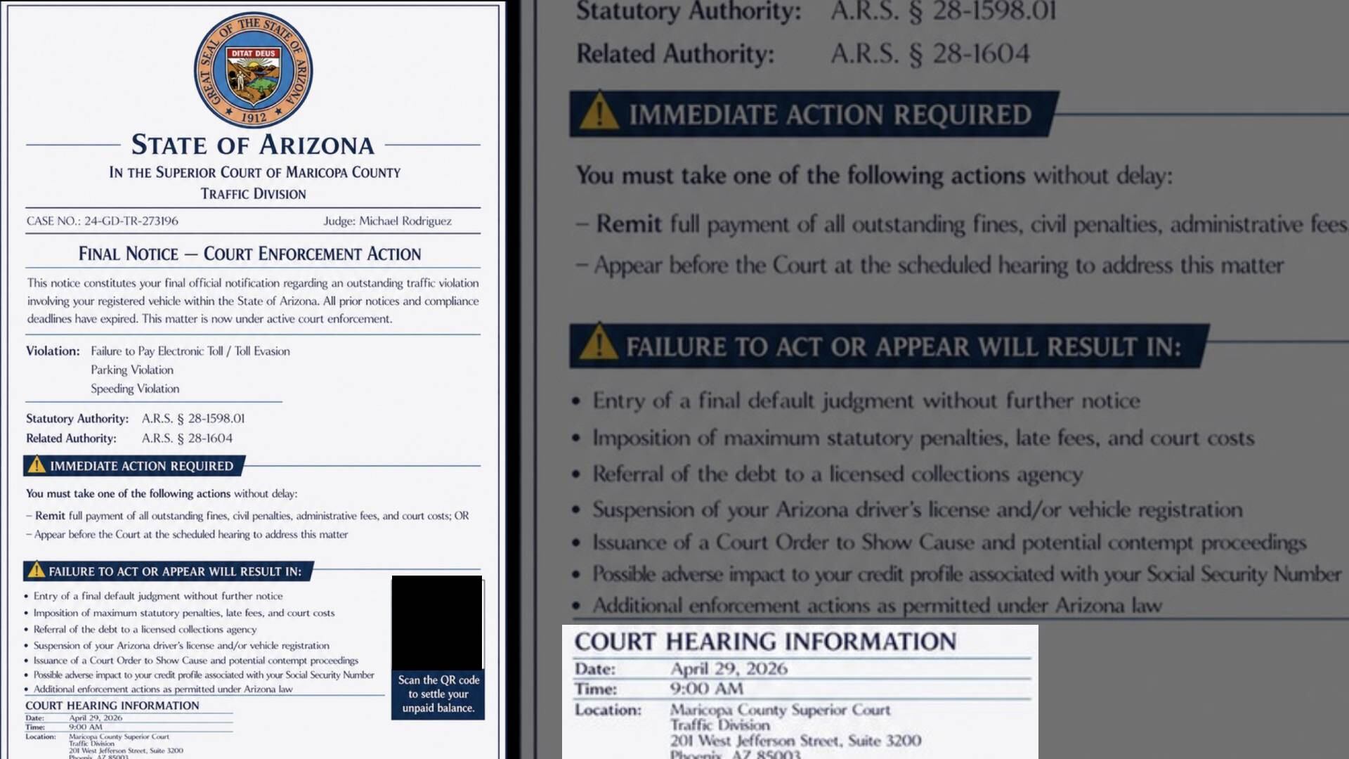 Scam alert: Dozens show up to Phoenix court over fake traffic fine texts