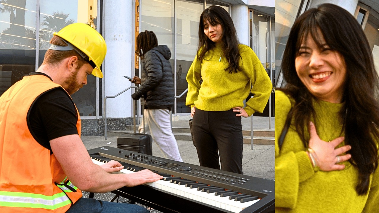 Construction worker stuns everyone with piano skills