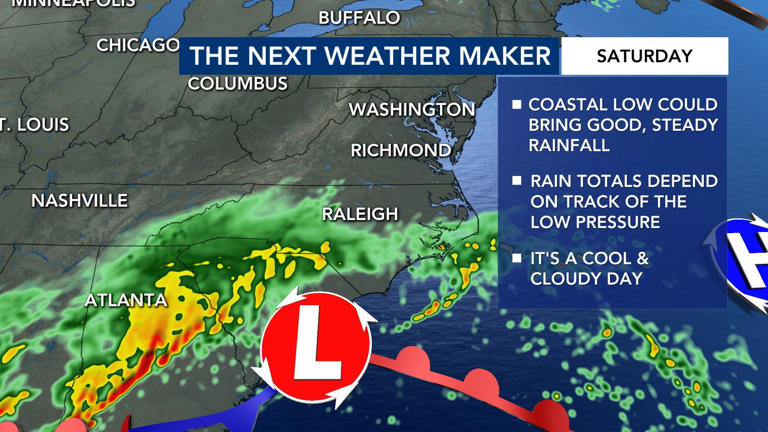 Storms pass through late Wednesday night, highs reach 70s on Thursday
