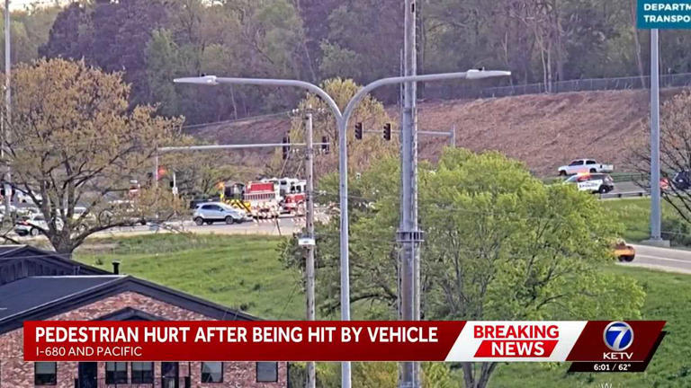 Pedestrian seriously injured in crash near interstate in Omaha