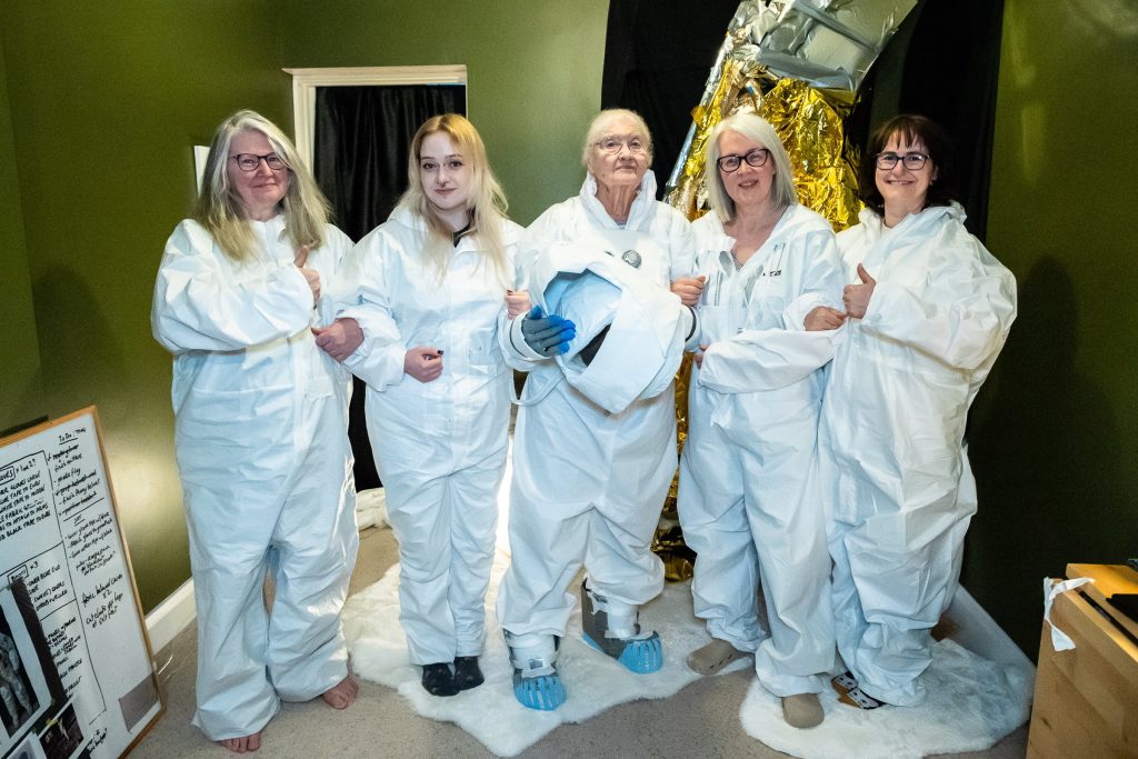 Artist inspired by Artemis II helps women walk on moon