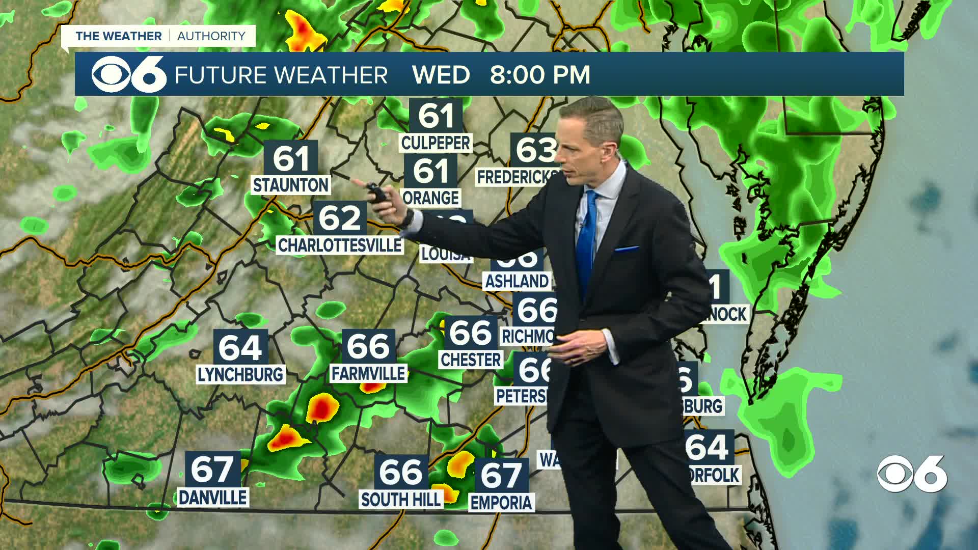 Showers this afternoon, the chance of a few strong/severe storms