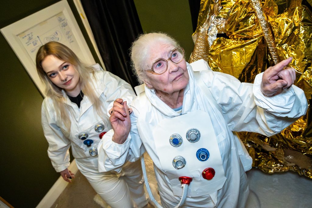 Artist inspired by Artemis II helps women walk on moon