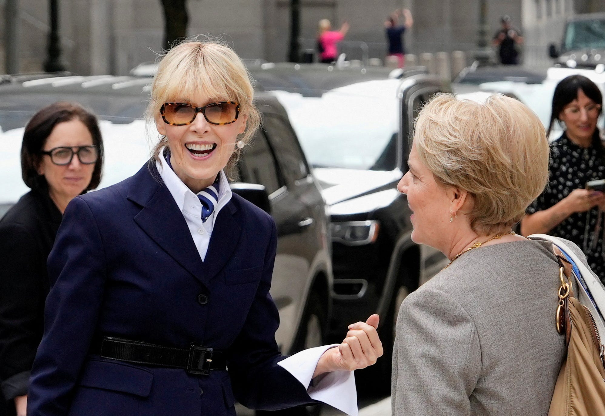 Writer E. Jean Carroll leaves the 2nd U.S. Circuit Court of Appeals, where former U.S. President Donald Trump was asking a federal appeals court to overturn a $5 million jury verdict finding him liable for sexually assaulting and defaming her, in Manhattan, New York, U.S., September 6, 2024.