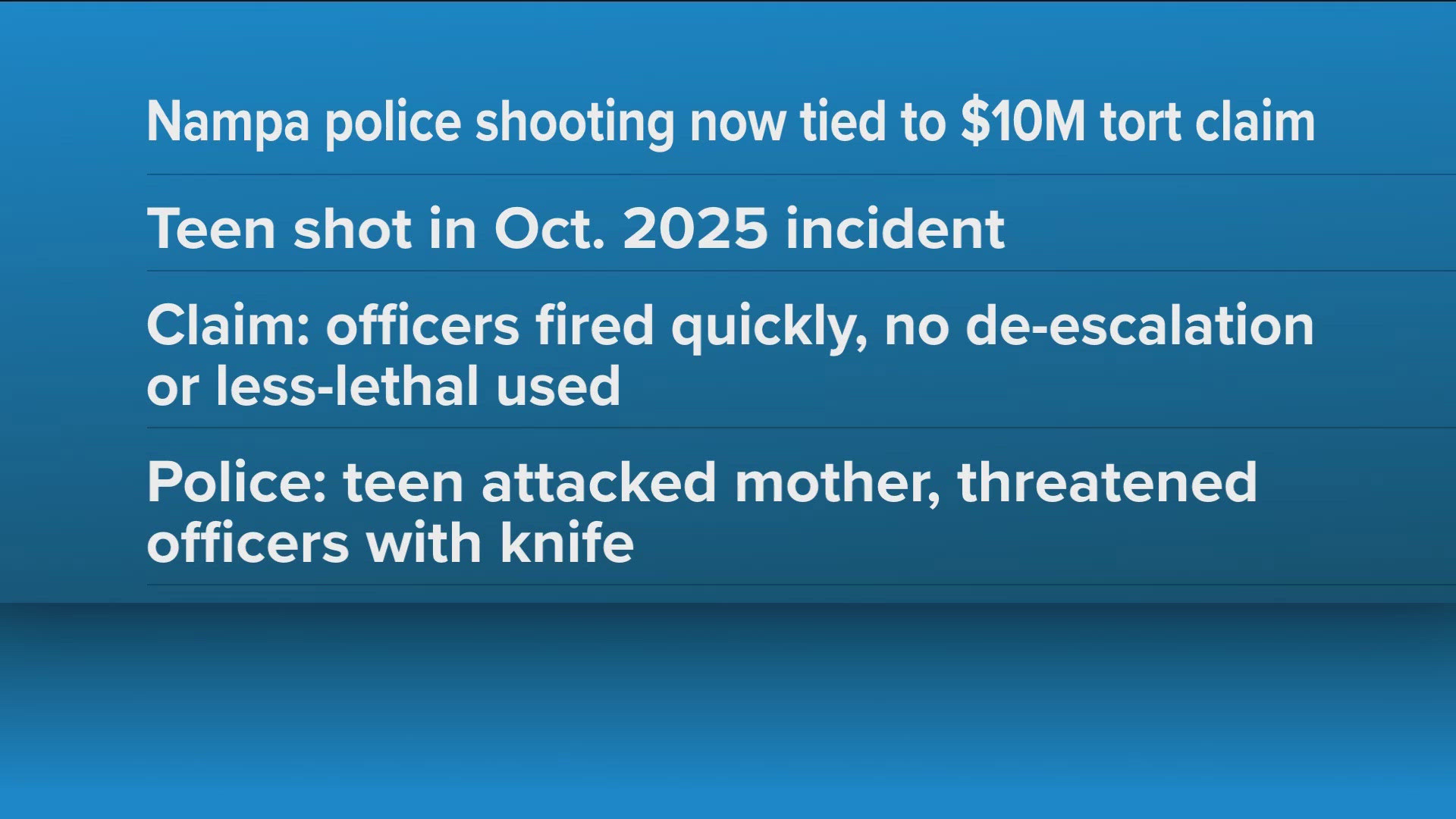 Nampa family files tort claim on behalf of teen shot by police in ...