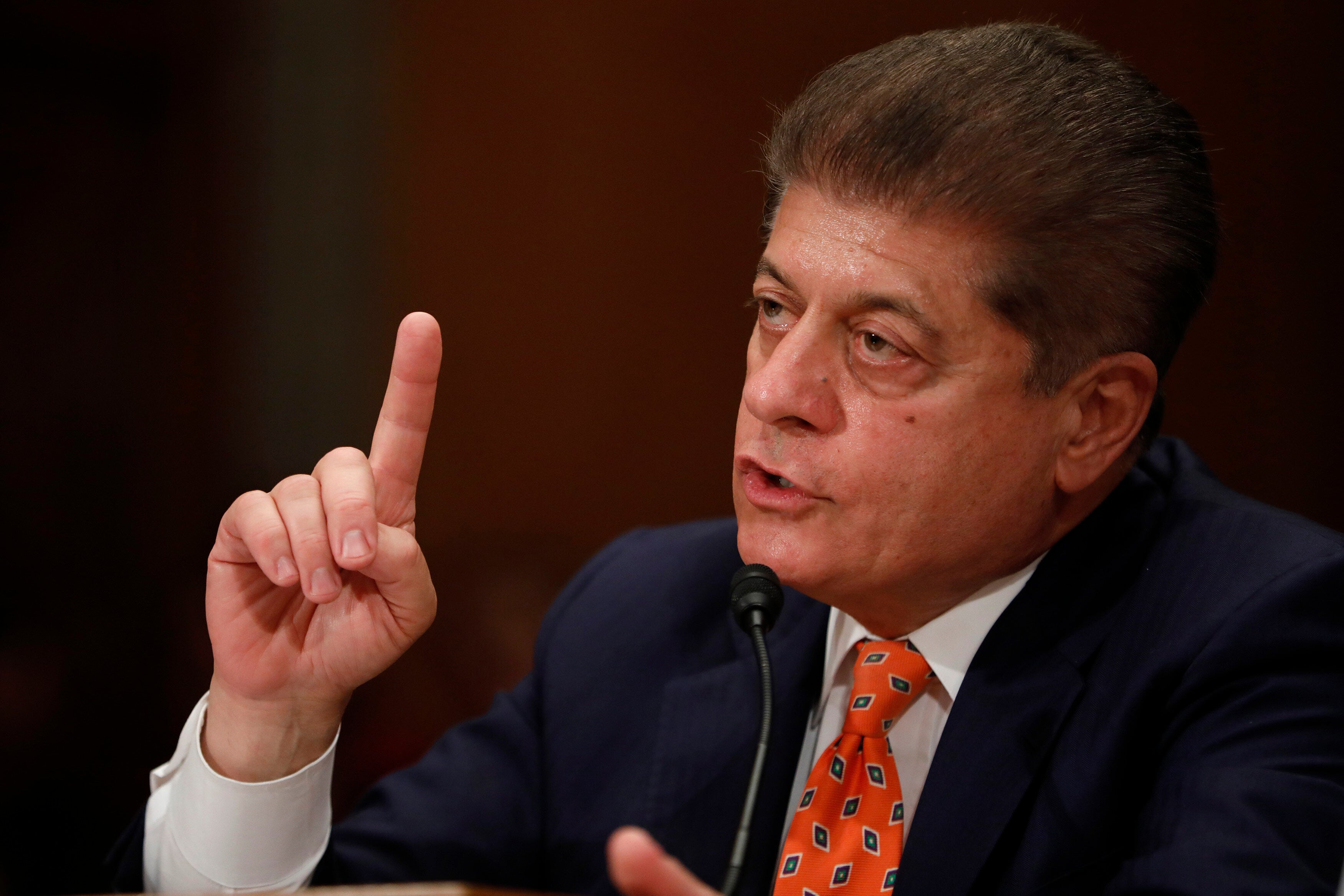 WASHINGTON, DC - JUNE 6: Andrew Napolitano, senior judicial analyst for the Fox News Channel, testifies during a Federal Spending Oversight And Emergency Management Subcommittee hearing June 6, 2018 on Capitol Hill in Washington, DC. Members of both parties raised questions about a lack of Congressional oversight of military deployments overseas. (Photo by Aaron P. Bernstein/Getty Images) (Photo: Aaron P. Bernstein via Getty Images)