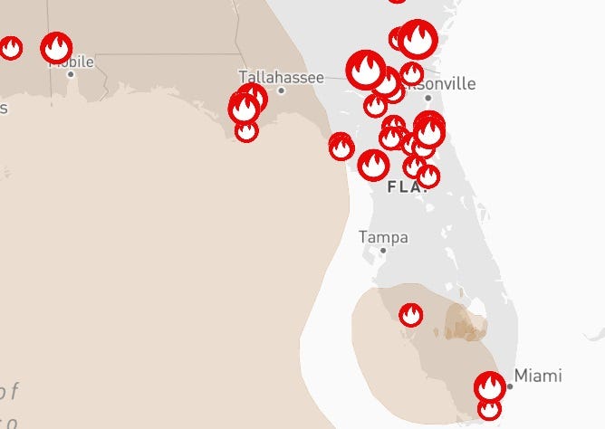 Florida Wildfire Map Shows Where Fires Are Burning Wednesday