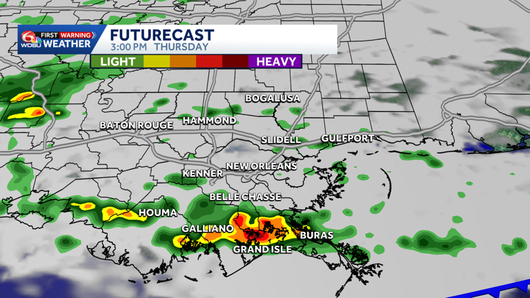 A severe thunderstorm watch issued for parts of southeast Louisiana