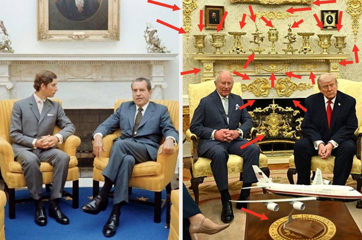 This before and after picture of King Charles in the Oval Office says a ...