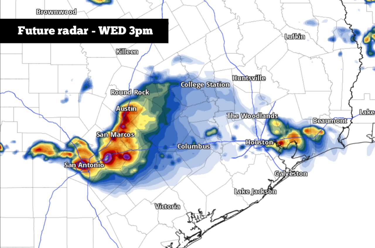 Cold front moves toward South Texas Wednesday, large hail risk is rising