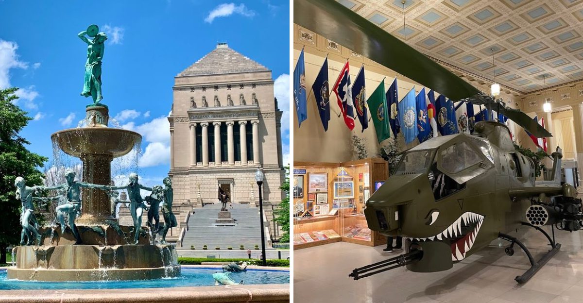 This historic Indiana War Memorial District is filled with towering ...