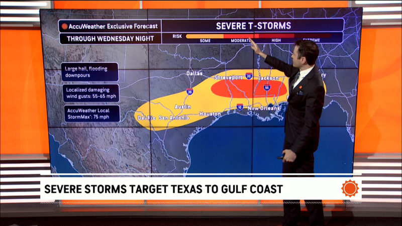 Severe storms shift to the Gulf Coast