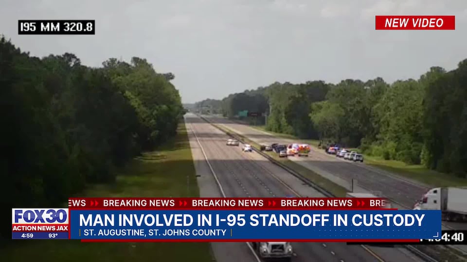 All lanes of I-95 north of SR 16 reopen after standoff with armed ...