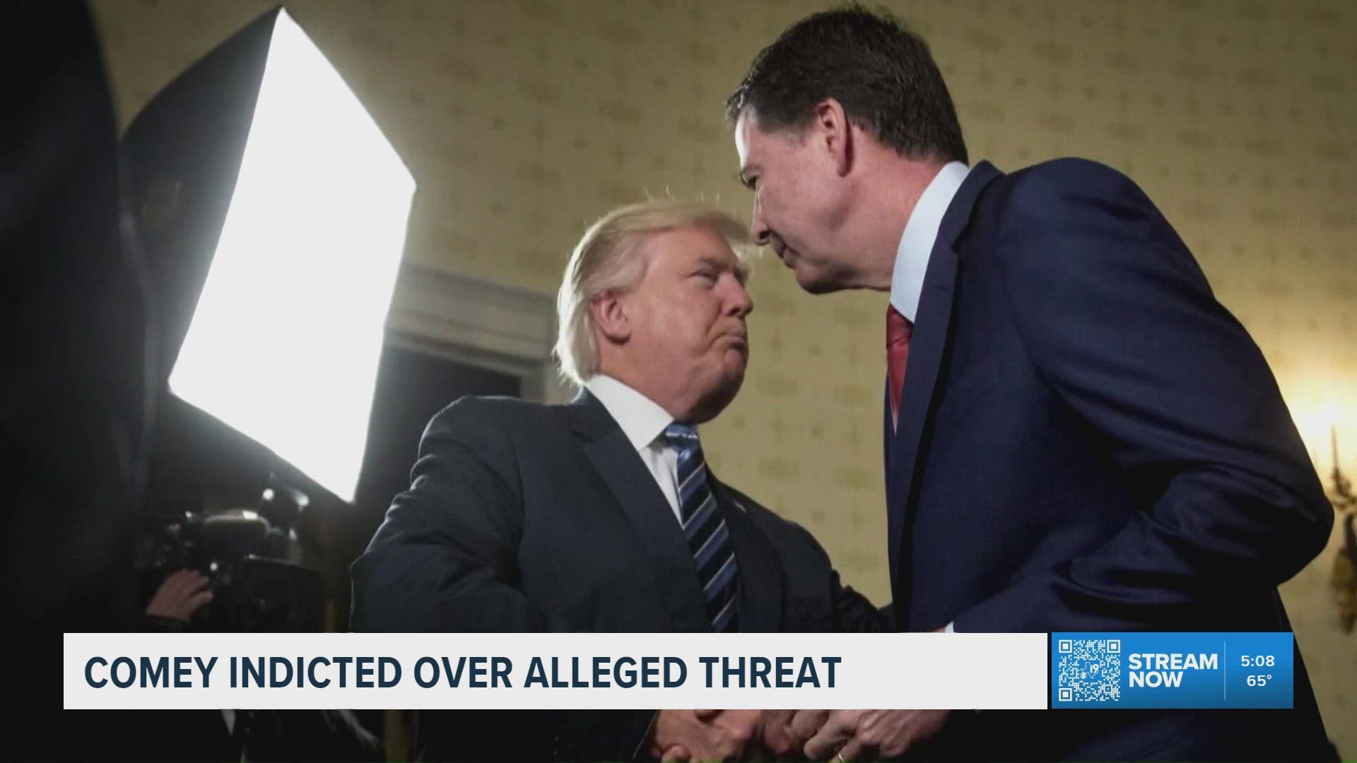 Comey appears in court after grand jury indictment over alleged threat