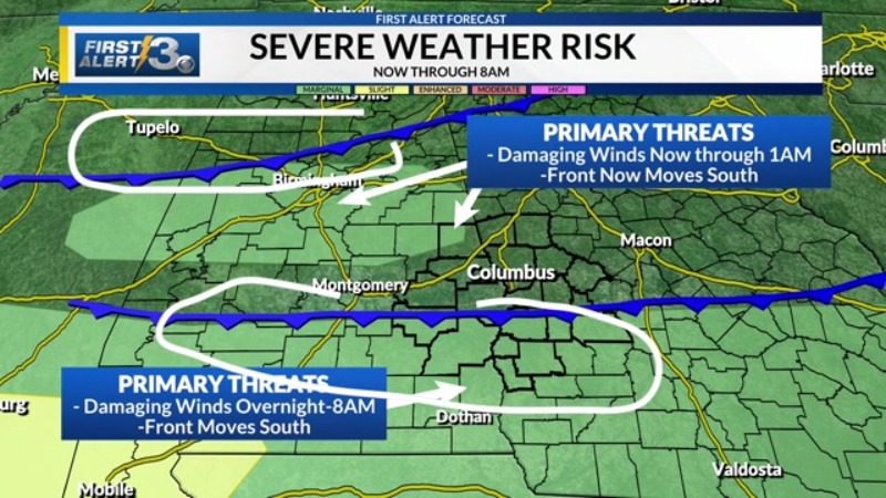 Cold front pushes south overnight with isolated wind risk in southern ...