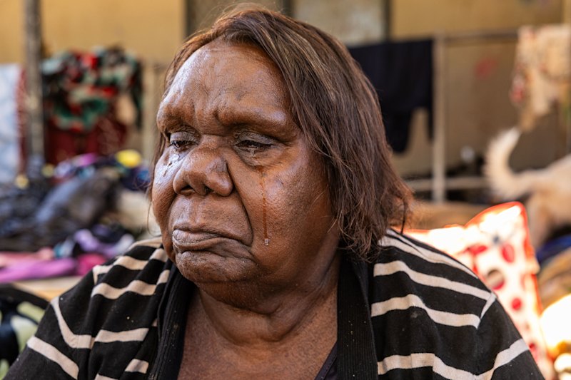 Peggy Rockman cries for her missing granddaughter hours before the young girl’s body was found. 