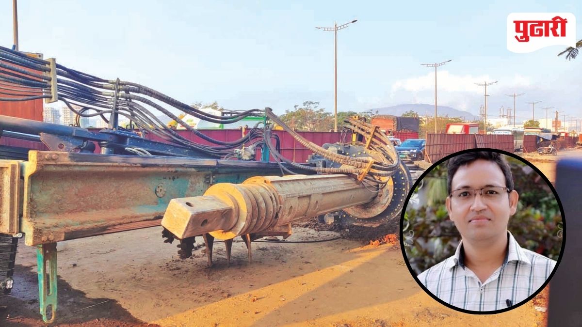 Machine collapse: उड्डाण पुलासाठी खोदकाम करणारे मशिन रस्त्यात कोसळले ...