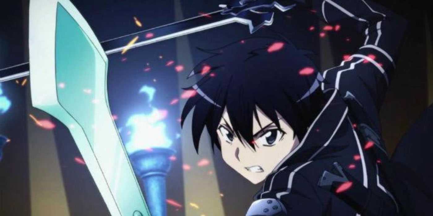 Kirito showing off his duel-wield capabilities on Sword Art Online