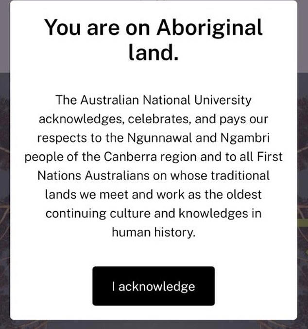 Aussie university demands acknowledgment of country before logging onto ...