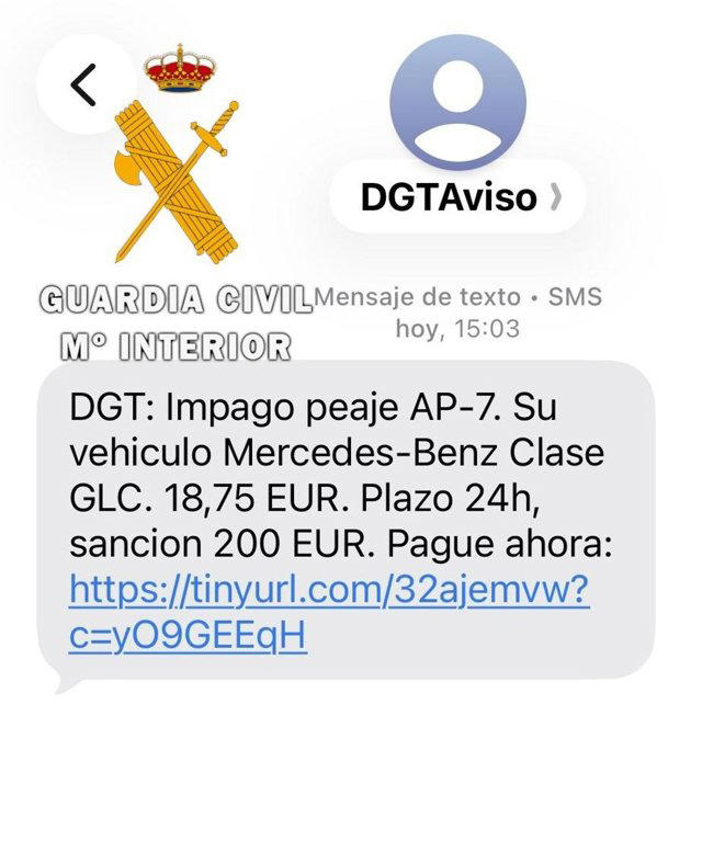 Guardia Civil alerta de una estafa por SMS que suplanta a la DGT por un ...