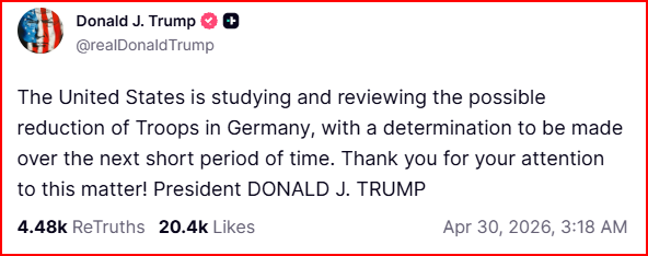 US 'reviewing' troop cuts in Germany, Trump says decision expected in ...
