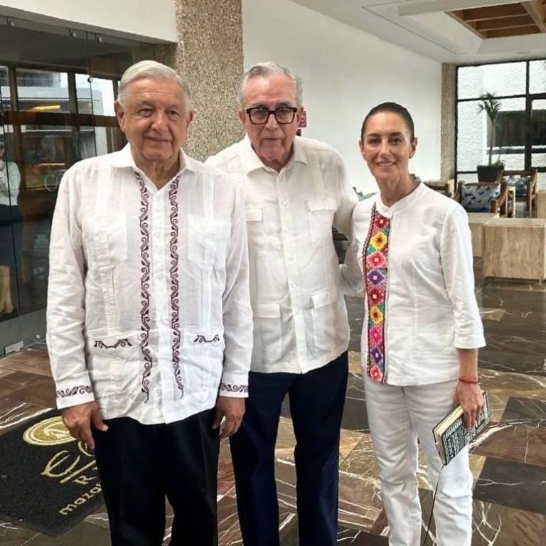 López Obrador y Sheinbaum. Espaldarazo mediático. Foto: Facebook/Rubén Rocha Moya