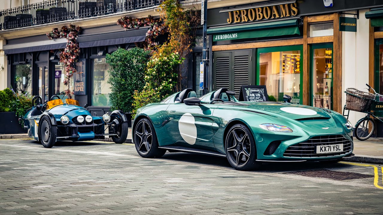 Classic and modern British sports cars on London streets