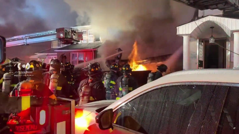 Video captures massive explosion as NYPD officers approach home, 1 dead