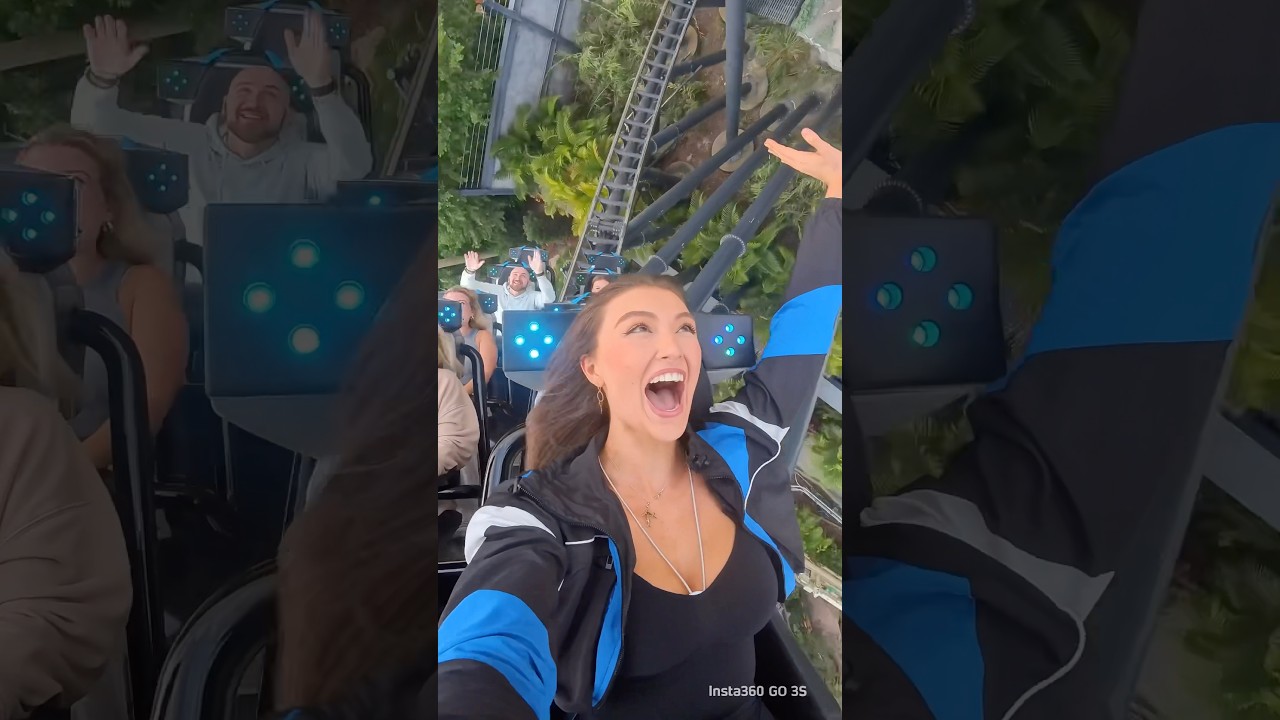 Model braves the Velociraptor ride at Universal Orlando