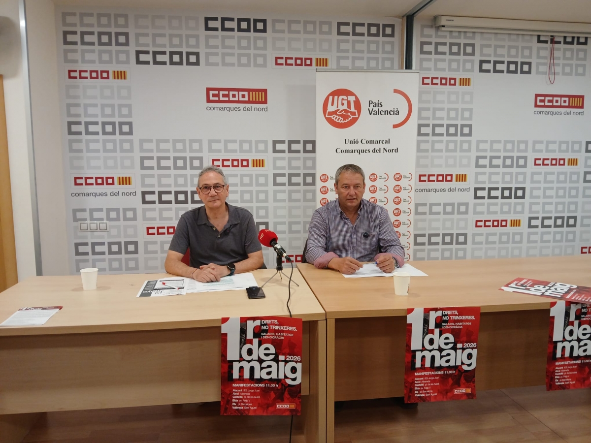 UGT y CCOO llaman a la movilización en Castellón por el 1º de mayo con ...