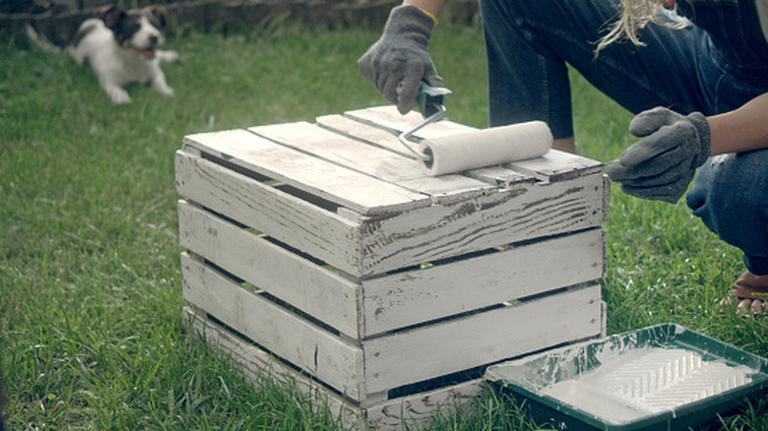 Picture of Turn an old wood crate into a clever blanket storage solution