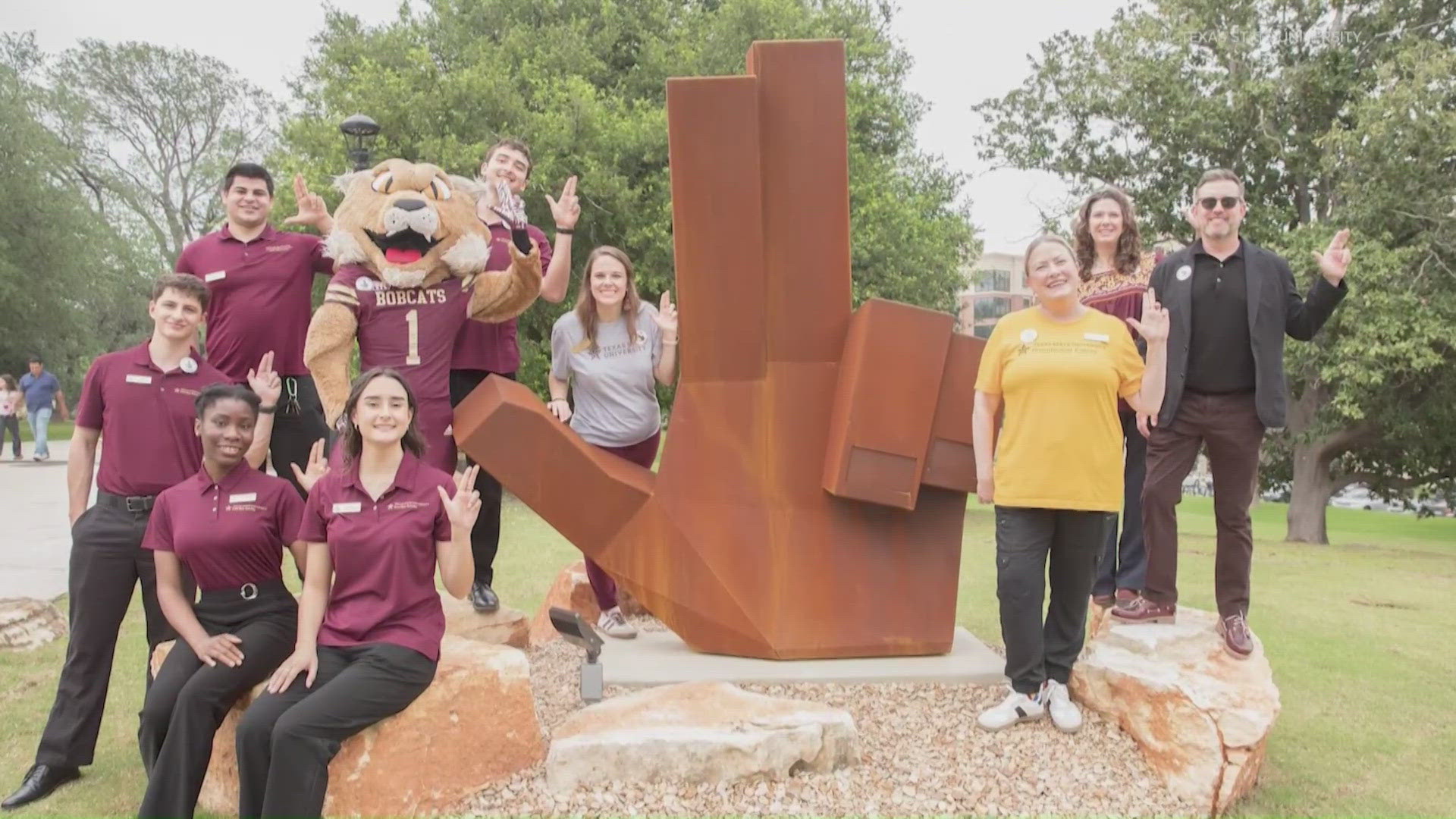 Texas State University unveils new 'States Up' sculpture