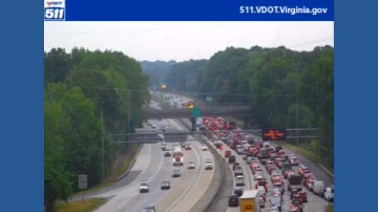 Crash closes multiple westbound lanes on I-64 in Virginia Beach