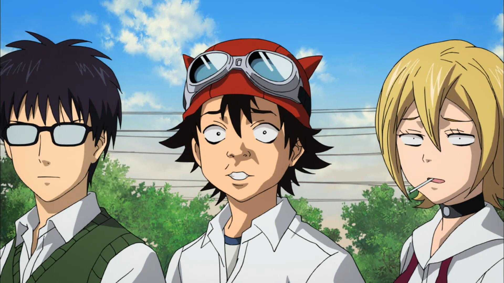 Switch, Bossun and Himeko staring weirdly in Sket Dance