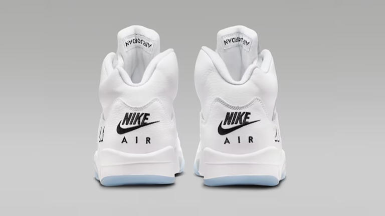 The Air Jordan 5 'White Metallic' is grounded on shelves