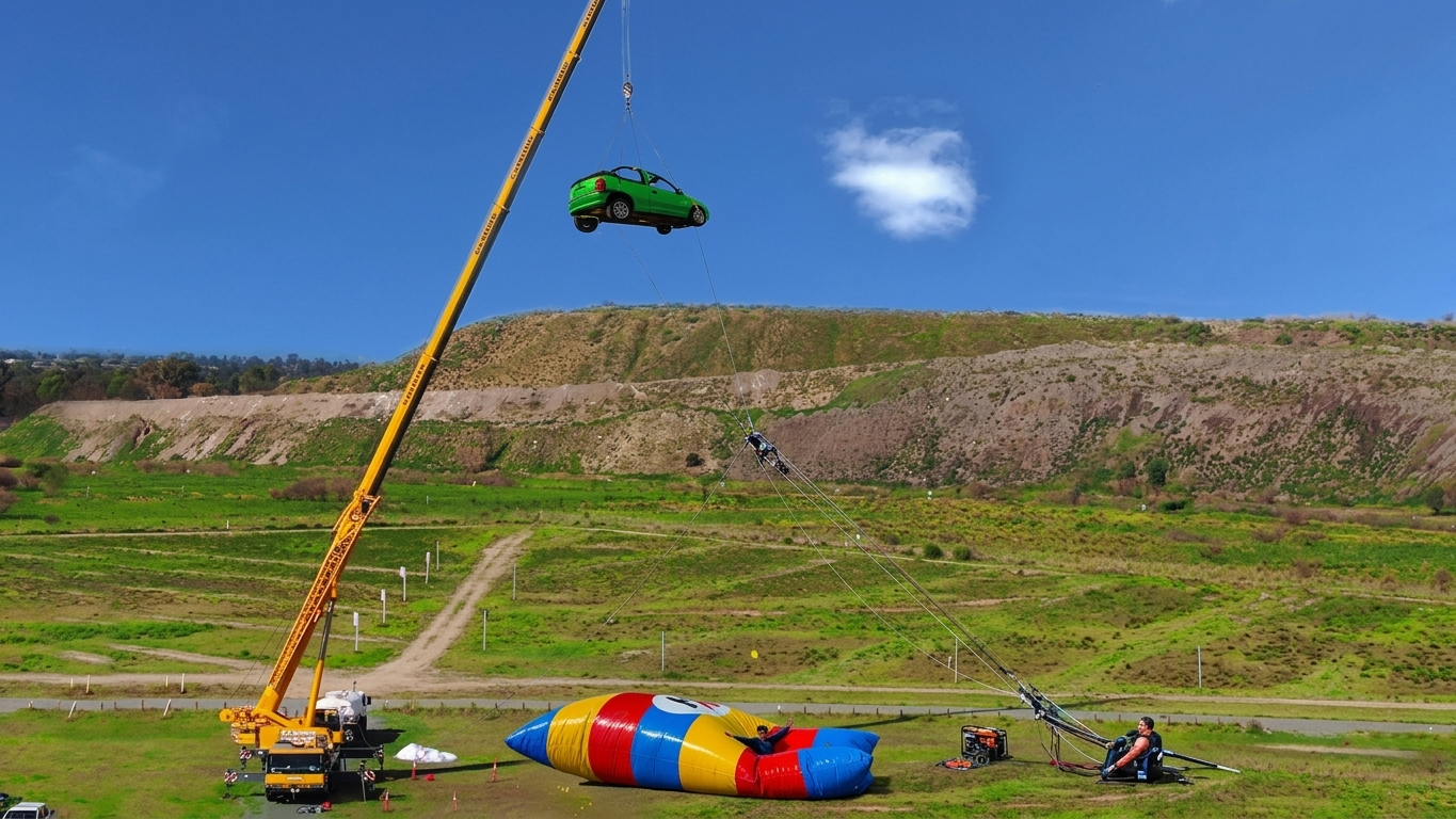Watch what happens when a car is dropped from 150 ft