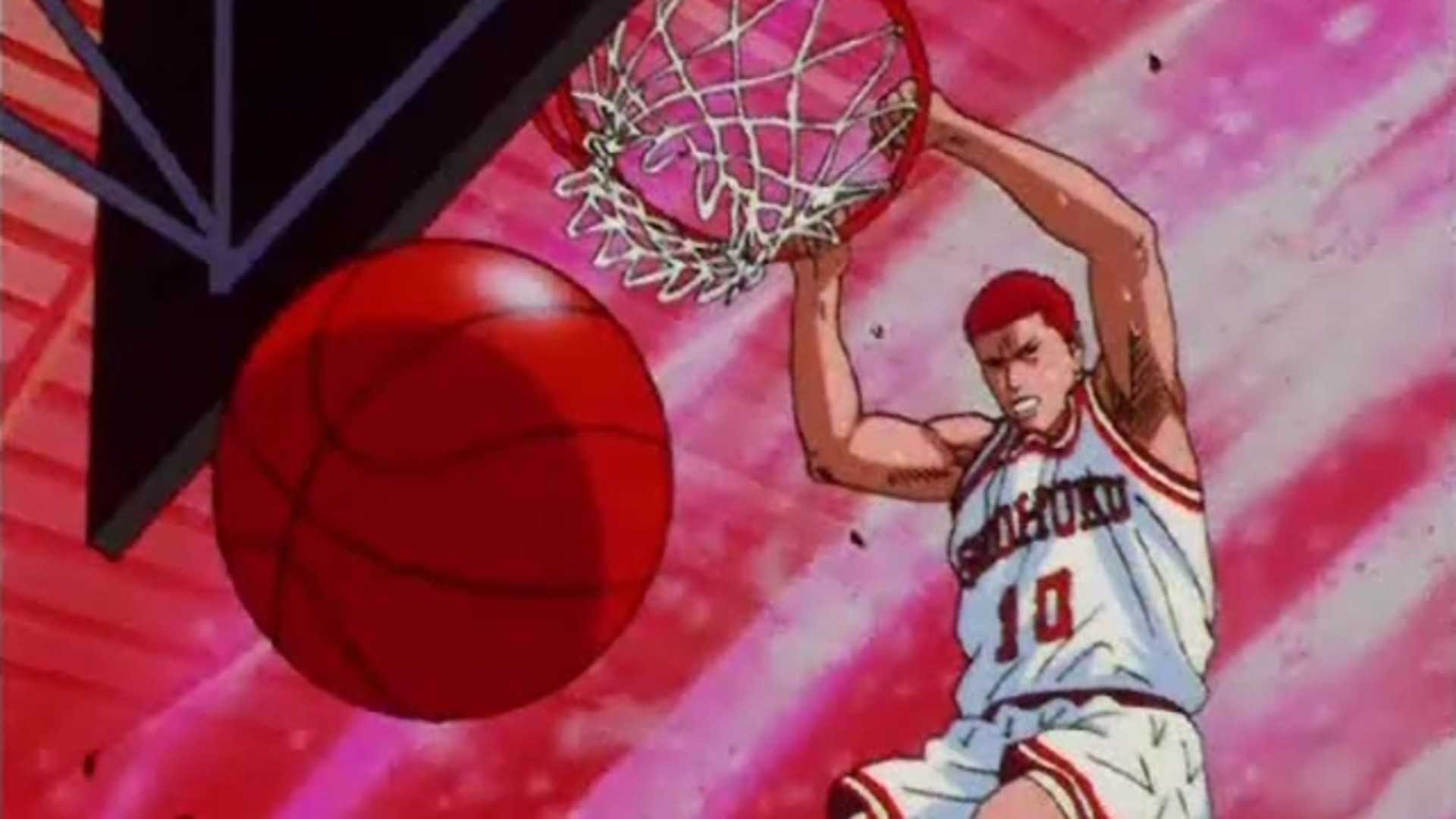 Sakuragi Hanamichi scores a basket in Slam Dunk