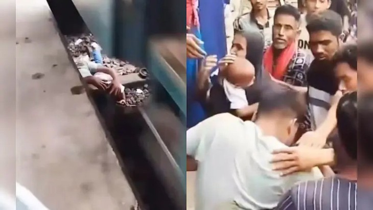Người cha dũng cảm lao xuống đường ray cứu con thoát chết trong gang tấc khi đoàn tàu chạy qua