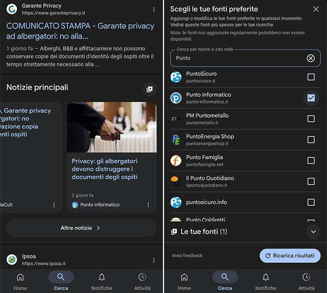 Le fonti preferite su Google arrivano in Italia: come funzionano