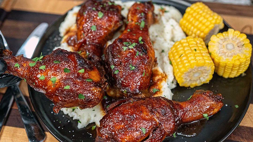 BBQ chicken legs in the crockpot