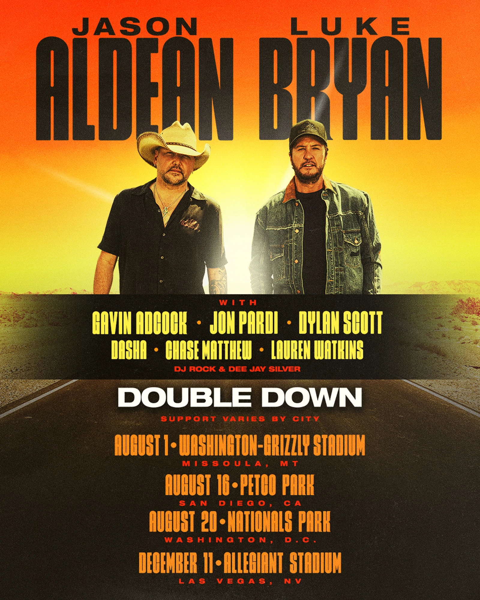 Jason Aldean, Luke Bryan announce Double Down Tour 2026