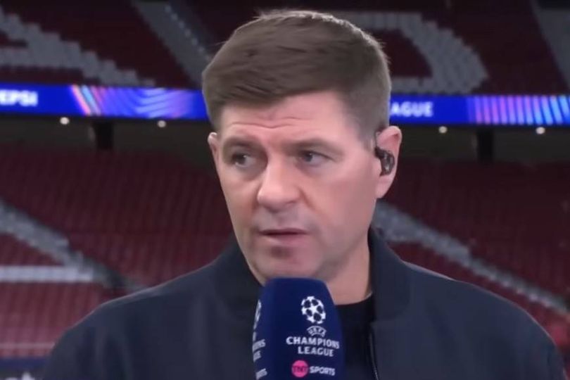 Steven Gerrard working as a pundit for TNT Sports' Champions League coverage