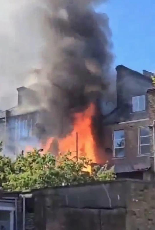 Footage circulating on social media shows plumes of smoke rising from a building on Cazenove Road in Stamford Hill