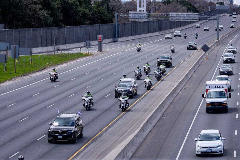 OPP members take part in procession for officer killed in Highway 401 crash