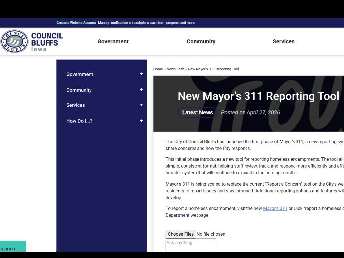 Council Bluffs launches mayor’s 311 reporting tool