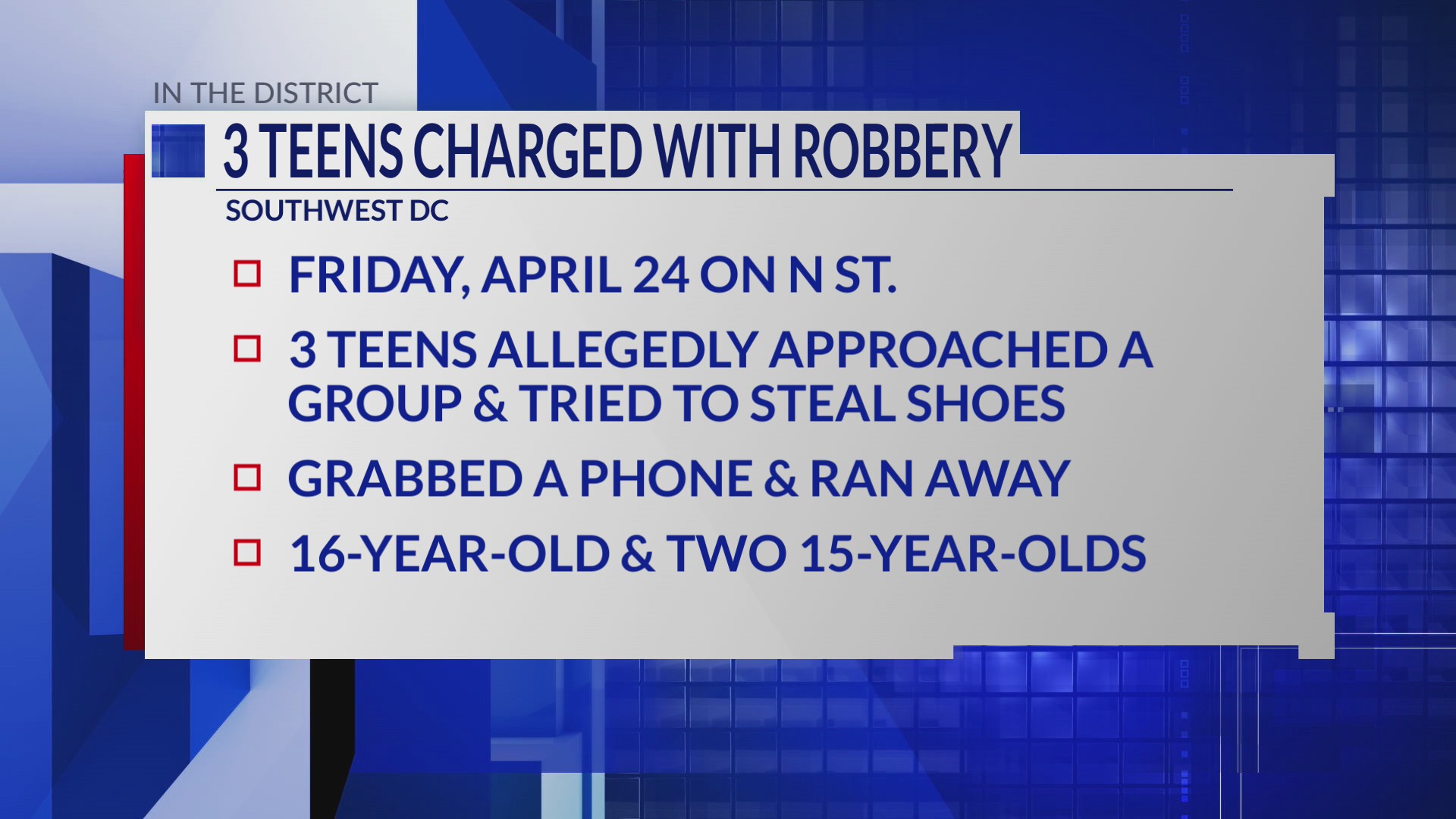 3 teens charged after fight, robbery in Southwest DC