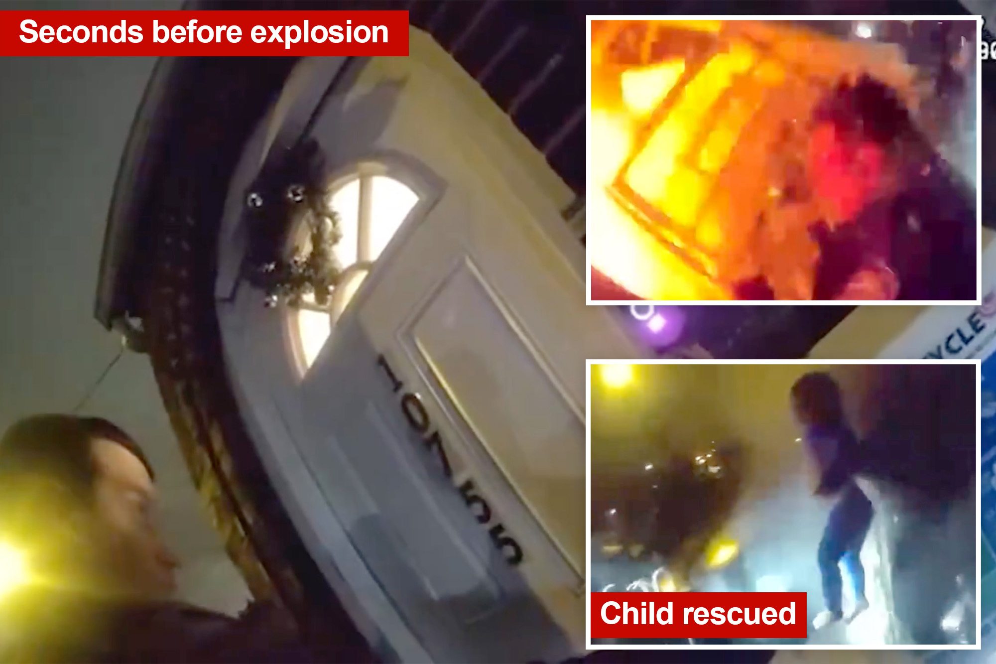 Intense video shows moment NYPD cops are sent flying by maniac’s house ...