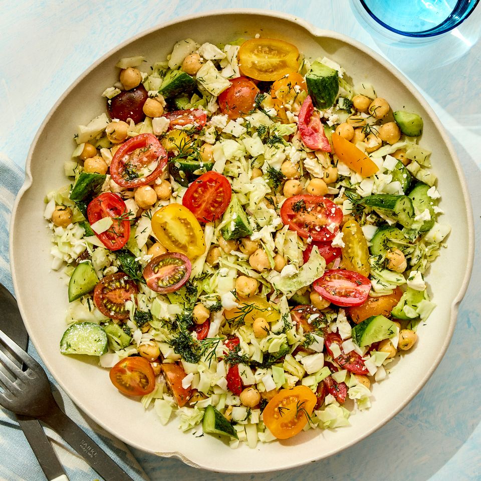 A recipe image of Chickpea, Cabbage & Cucumber Salad